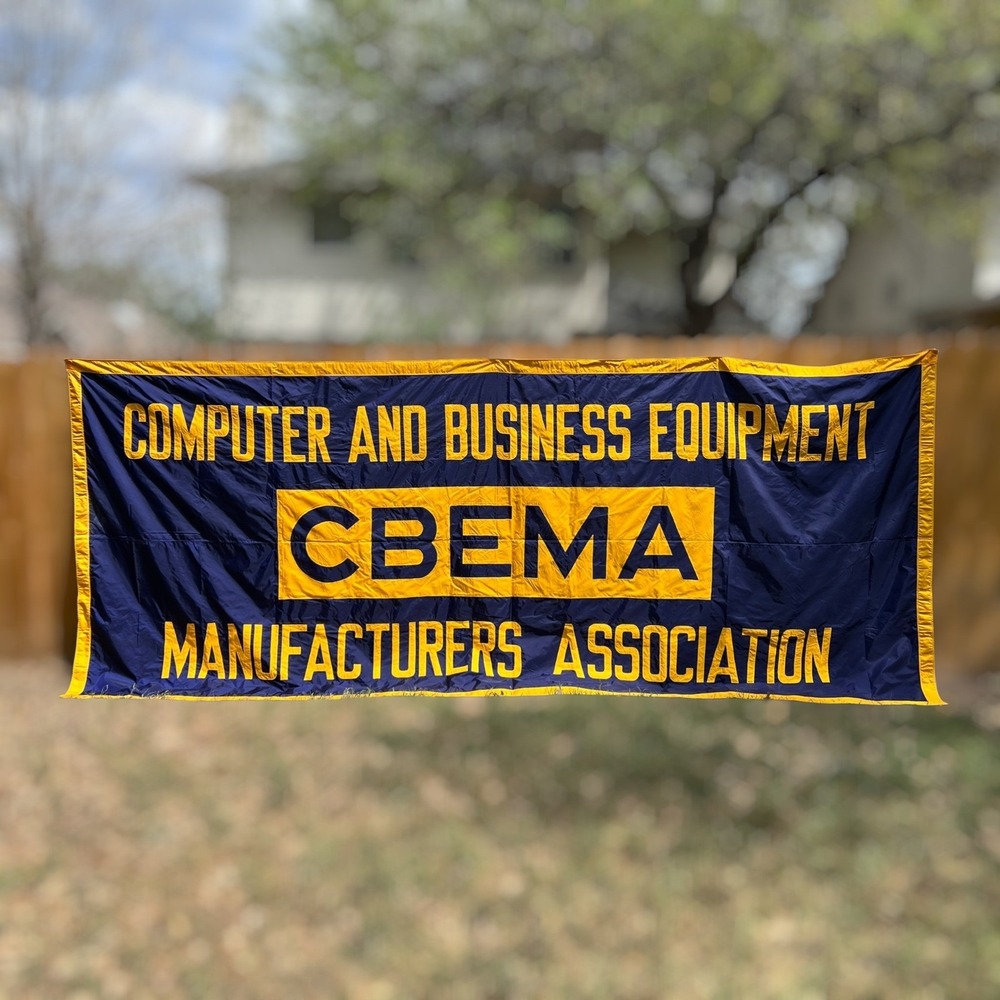VTG 1980s HUGE TECH BANNER CBEMA Computer Manufacturers Assoc Gold Applique USA